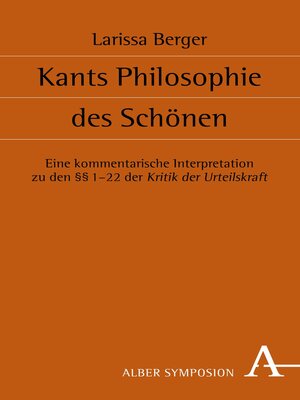 cover image of Kants Philosophie des Schönen